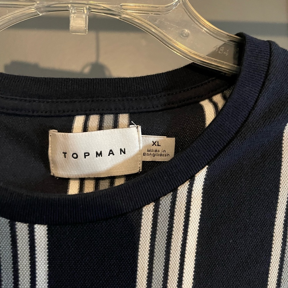 Topman XL blue snd gray striped shirt